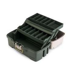 Plano Two-Tray Tackle Green/Tan Rust-Proof Brass Latch Top-Access Tray Deep