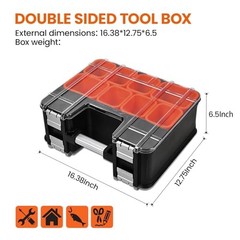 Double-Sided Tool Organizer, Toolbox with 8-Storage Bins Double Sided Tool Box