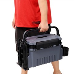 Tackle Box 11L 2 Layer Fishing Tackle Storage Boxes w/ Rod Holder & Cup Holder