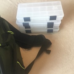 Sea Knight Fishing Back Pack Plastic Cases Lots Of Storage.