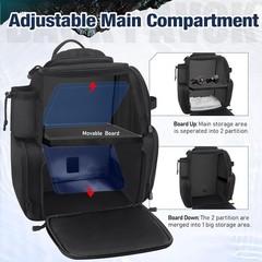 Water-Resistant Fishing Tackle Backpack with 18 Compartments & 2 Rod Holders