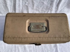 Vintage Liberty Steel Chest Corp 6665 Brown Metal Fishing Tackle Box USA