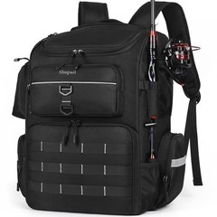 Large Fishing Backpack Waterproof Bag Rod Holders 45L Tackle Box Storage