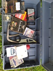 Vintage Plano LARGE Phantom Pro Gray Tackle Box Toolbox Box w/ Extras