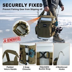 Fishing Bucket Organizer for 5 Gallon Bucket, Waterproof Tackle Bag with 15+ Poc