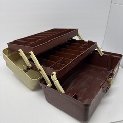 Vintage Plano Fishing Tackle Box Tan Brown Two Trays Plastic Travel Organizer