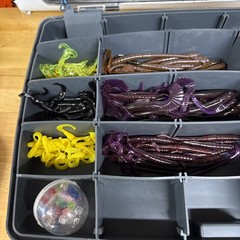 PLANO Over and Under Black/Gray Fishing Tackle Box 16″ x 11″ x 7″- W/Lures