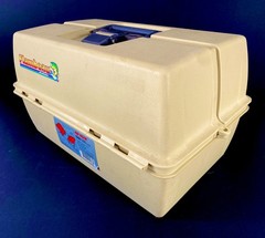 FLAMBEAU Adventurer Tackle Box 1566 Hip Roof Beige ~ 6 Tray ~ Mint ~ 19 Lures