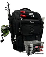 Fishing Backpack, Tackle Bag With Rod Holders, 40L Capacity With Jet Black