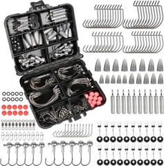 Fishing Accessories Kit Fishing Set W/ Tackle Box Fishing Hooks Weights Jig