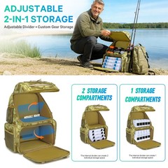 45L Fishing Backpack with Rod Holders & Rain Cover – Water-Resistant Camo Bag