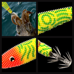 Luminous Noctilucent Squid Bait 80mm 5g Wooden Shrimp Jig Hook Rubber Metal Mix