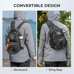 BaitSpace Fishing Sling Bag, Fishing Backpack with B: Black Camo – Standard