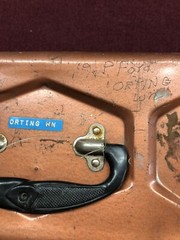 VINTAGE SEARS ROEBUCK & COMPANY METAL COPPER TONE TACKLE BOX USA Fish Logo