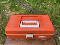 Vintage Old Pal Fishing Tackle Box Model 1040 White & Orange Empty