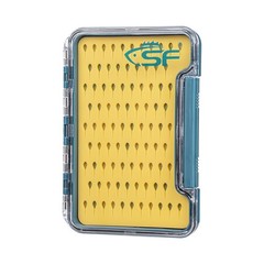 Slim Fly Fishing Box Thin Trout Flies Storage Box Plastic Clear Lid Yellow Si…