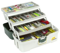 Plano 3-Tray Tackle Box with Dual Top Access, Dark Green Metallic/Off White,