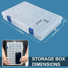 34 Grid Plastic Organizer box with Adjustable Dividers, Fishing Tackle Box an…