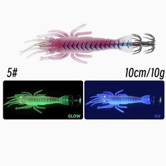 10cm UV Glow Squid Jig 10g Soft Shrimp Lure with 6 Color Options for Fishing