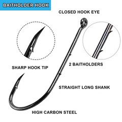Fishing Tackle Kit, 160pcs Basic Bobbers and Hooks Assortment 2/0, Silver