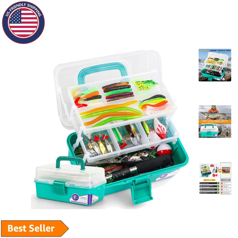 Complete Fishing Gear: 321Pcs Tackle Box and Lures Set, Perfect Gift for Anglers