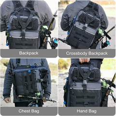 Fishing Tackle Backpack Bag Water Resistant Rod Holder Large Outdoor Storage