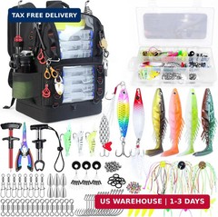 Fishing Backpack with Tackle Boxes,45L Large Bag with Cooler&Fishing Gear Kit
