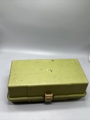 Plano 5410 Green Beige Tackle Box Storage Crafts Tools Vintage With Tray