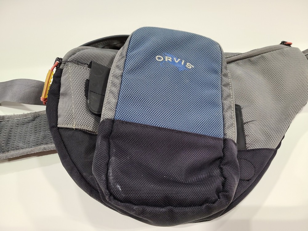 Orvis Sling Pack Nylon 2-Pocket Shoulder Strap Gray/Blue/Black