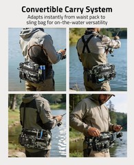Compact Fishing Tackle Bag Outdoors Waist Pack with 3600 Tackle Box & Rod Holder