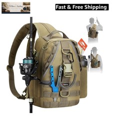 Fishing Backpack with Rod Holder, Lightweight Sling Bag Storge Gear and Equip…