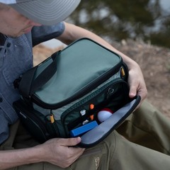Soft-Sided Fishing Tackle Bag W/ 2 Medium Lure Boxes Adjustable Shoulder Strap
