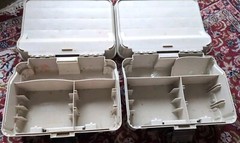 Set Of 2 PLANO Two-Tier 1349 Magnum Tackle Box Beige Blue 13x10x6 USA