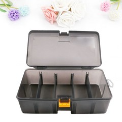 1Pcs Durable Fishing Lure Box Double Layer Grey PP Tackling Container