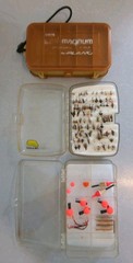 Lot 80 Fly Fishing Flies + 3 Plano Mini Tackle Boxes 3213 Magnum