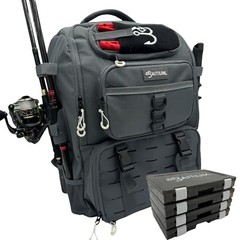 Fishing Backpack, Tackle Bag With Rod Holders, 40L Capacity With Cooler, Grey
