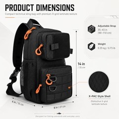 X-PAC Fishing Sling Bag 6L Waterproof Crossbody Tackle Pack with Rod Holder