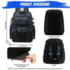 45L Waterproof Fishing Backpack Large Tackle Bag with Cooler & Rod Holders