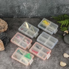 JUXYES Plastic Small Fishing Tackle Box Organizer with 4 6 Pack, transparent