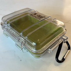 Pelican 1020 Clear/Green Plastic Utility Box Hard Case w/ Carabiner Clip