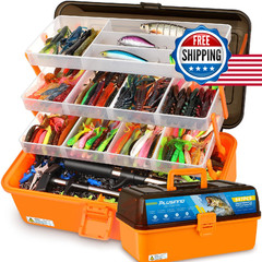 Plusinno Large 4-Layer Tackle Tackle Included 547Pcs Fishing Lures Kit –