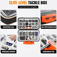 397pcs Fishing Tackle Kit Waterproof Storage Box Hooks Sinkers Swivels Beads