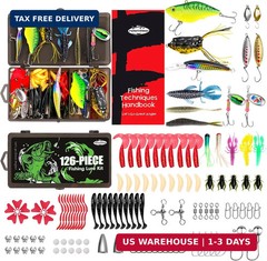Fishing Lure Kit with Tackle Box VIB Frogs Minnows Soft Baits Hooks Weights Bass