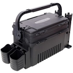 Dual layer Fishing Tackle BoxTackle w/2 Rod Holder 2 Cup Holder 1 Carring Strap
