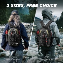 Fishing Backpack Sling Bag with Rod Holder – Tackle Box Gifts for Men Women