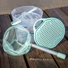(2 pack) Ozark Trail Kids 3.5 Quart Net and Bucket Kit, Green, Bait Storage for