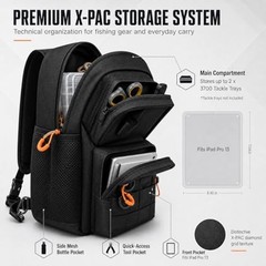 X-PAC Fishing Sling Bag 6L Waterproof Crossbody Tackle Pack with Rod Holder