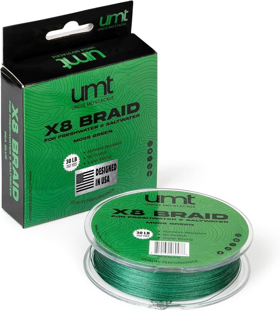 30ib Moss Green PE 8 Strand Fishing Braid Line – High Strength, 150 Yards