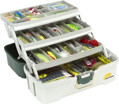 3-Tray Tackle Box W/ Dual Top Access Dark Green Metallic/Off White Premium