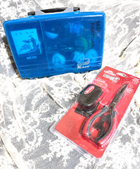 Loaded Plano Tackle Box Blue Top 11.5×7.5×5 & New Split Ring Pliers Lures Gulp +